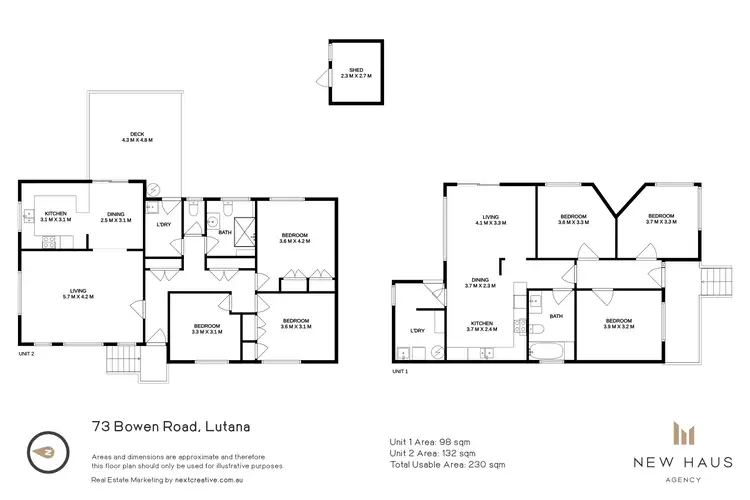 Floorplan of Homely block of units listing, 73 + 73a Bowen Road, Lutana TAS 7009
