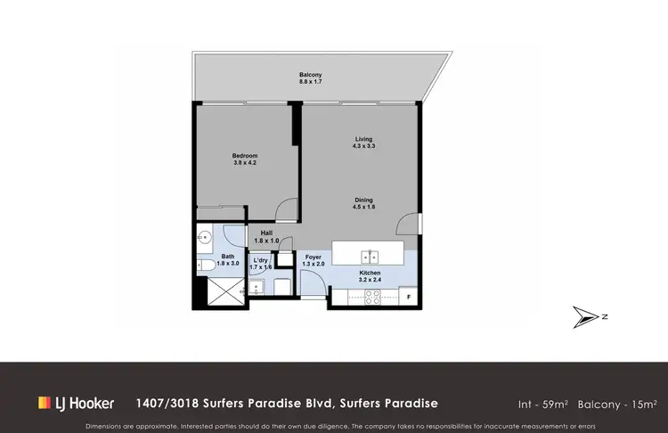 Floorplan of Homely apartment listing, 1407/3018 Surfers Paradise Boulevard, Surfers Paradise QLD 4217