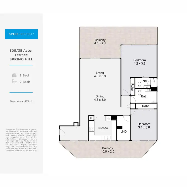 Floorplan of Homely apartment listing, 305/35 Astor Tce, Spring Hill QLD 4000