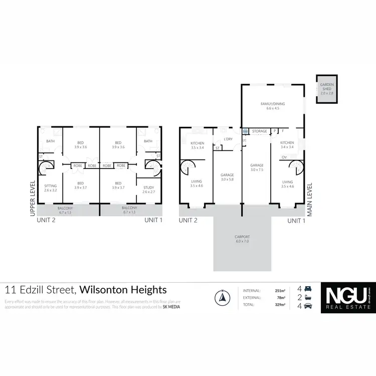 Floorplan of Homely semi-detached listing, 1&2/11 Edzill Street, Wilsonton Heights QLD 4350