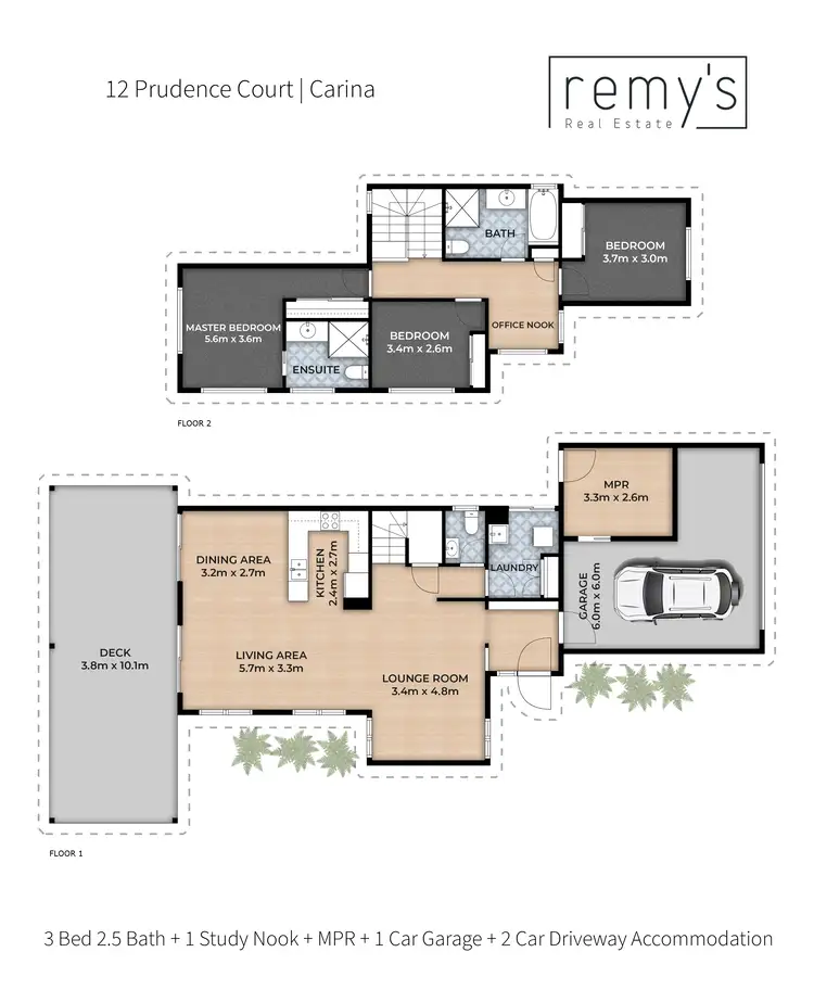 Floorplan of Homely townhouse listing, 12 Prudence Court, Carina QLD 4152