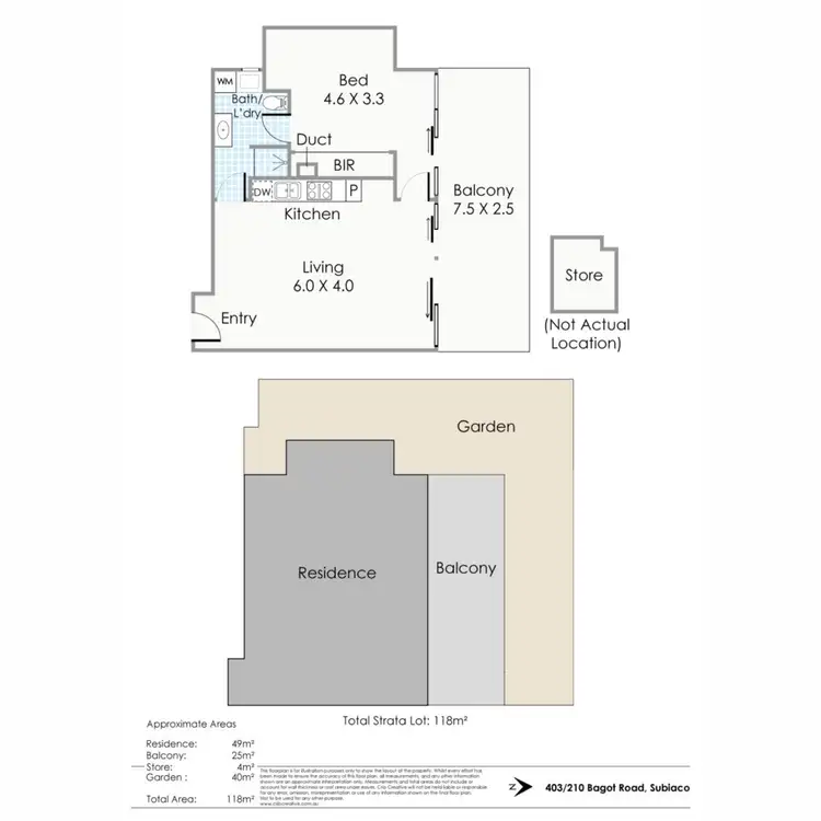 Floorplan of Homely apartment listing, 403/210 Bagot Road, Subiaco WA 6008