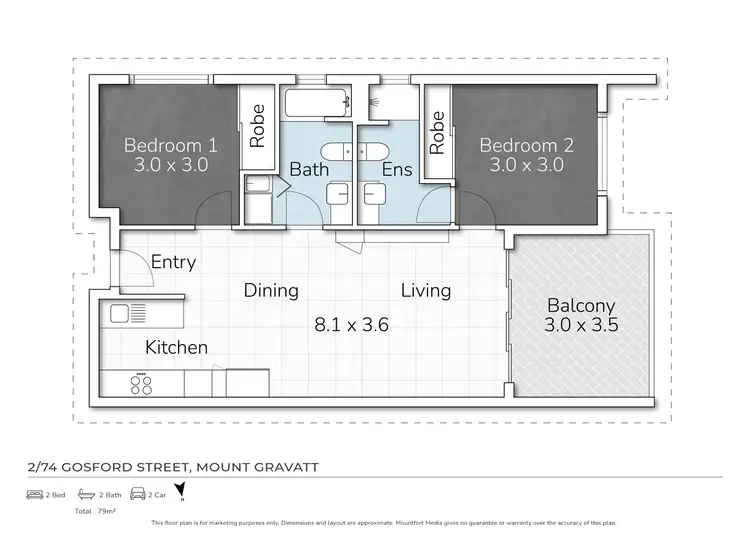 Floorplan of Homely apartment listing, 2/74 Gosford Street, Mount Gravatt QLD 4122