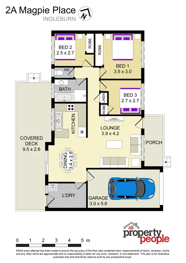 Floorplan of Homely semi-detached listing, 2A Magpie Place, Ingleburn NSW 2565