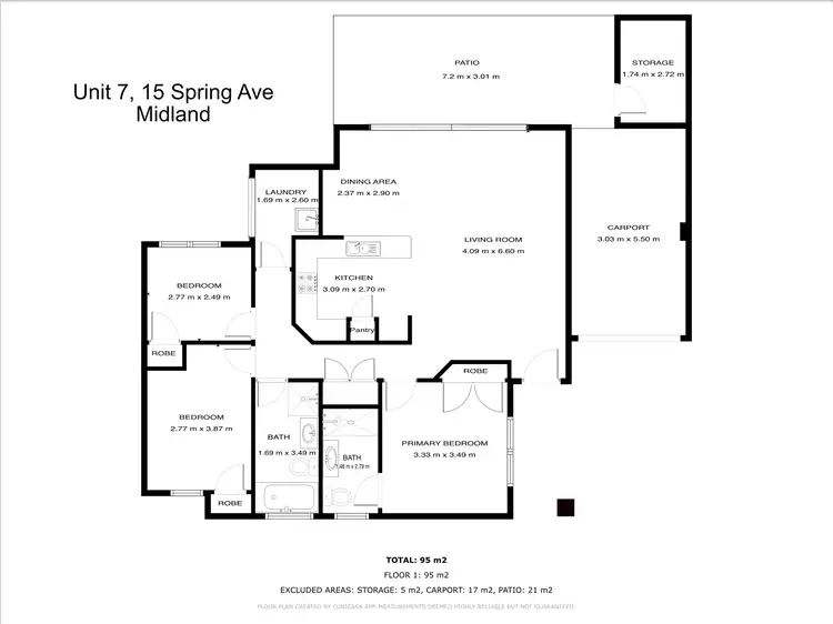 Floorplan of Homely unit listing, 7/15 Spring Avenue, Midland WA 6056