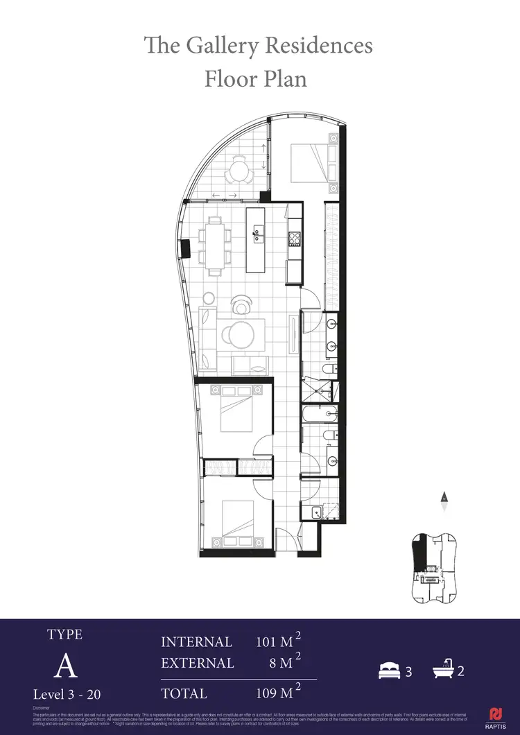 Floorplan of Homely apartment listing, 1801/28-30 Second Avenue, Broadbeach QLD 4218
