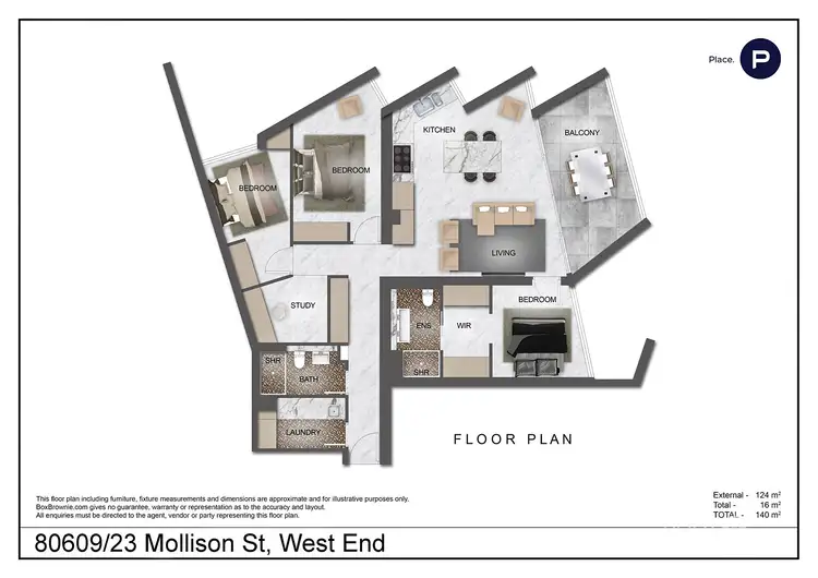 Floorplan of Homely apartment listing, 80609/23 Mollison Street, West End QLD 4101