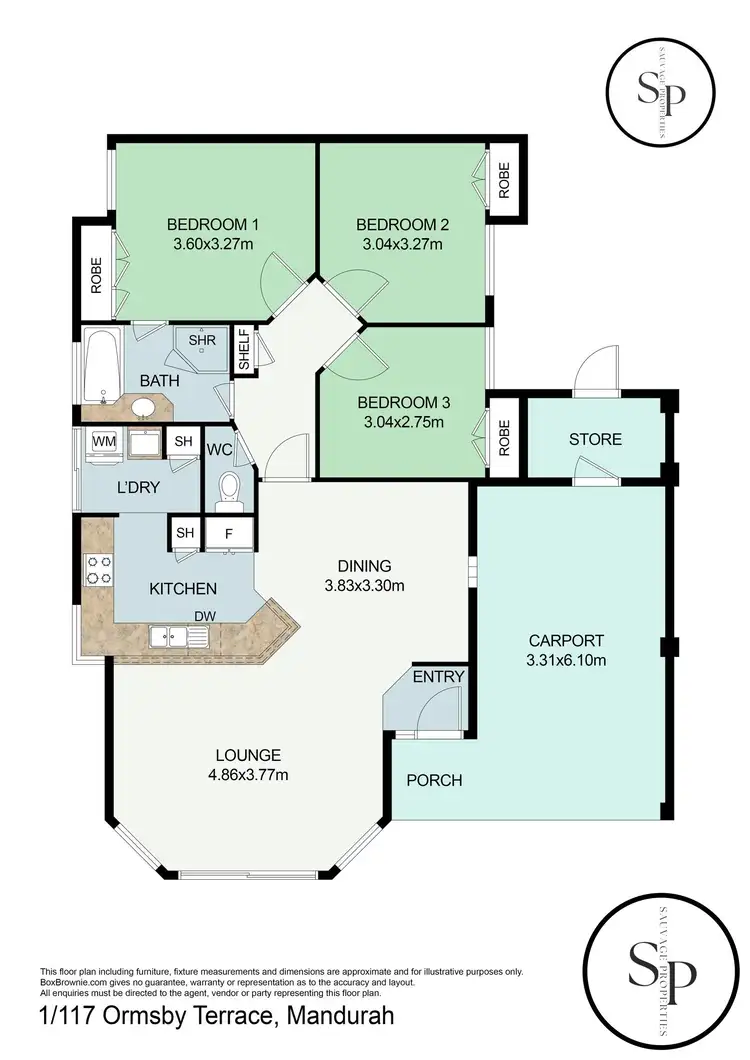 Floorplan of Homely unit listing, 1/117 Ormsby Terrace, Mandurah WA 6210