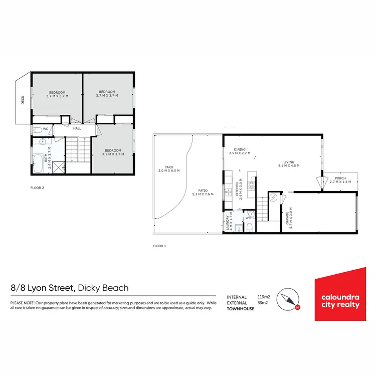 Floorplan of Homely townhouse listing, 8/8 Lyon Street, Dicky Beach QLD 4551