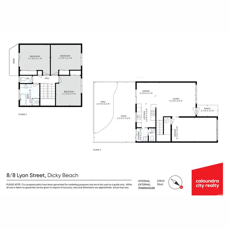 Floorplan of Homely townhouse listing, 8/8 Lyon Street, Dicky Beach QLD 4551