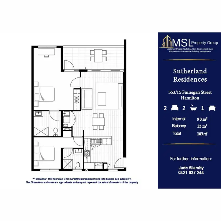Floorplan of Homely apartment listing, 553/15 Finnegan Street, Hamilton QLD 4007
