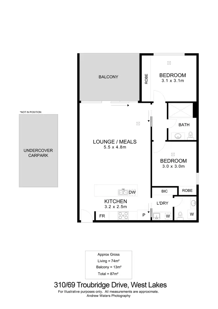 Floorplan of Homely apartment listing, 310/69 Troubridge Drive, West Lakes SA 5021