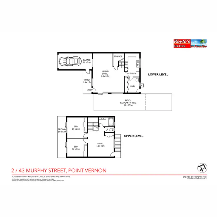 Floorplan of Homely semi-detached listing, 2/43 Murphy Street, Point Vernon QLD 4655