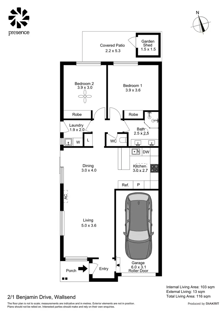 Floorplan of Homely villa listing, 2/1 Benjamin Drive, Wallsend NSW 2287