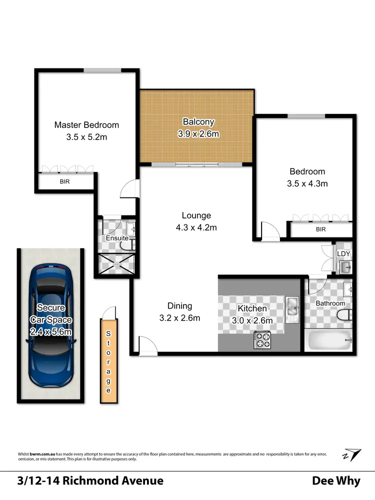 Floorplan of Homely apartment listing, 3/12-14 Richmond Avenue, Dee Why NSW 2099