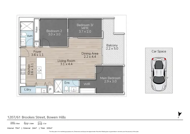 Floorplan of Homely apartment listing, 1207/61 Brookes Street, Bowen Hills QLD 4006