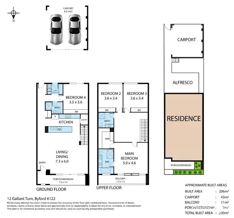 Floorplan of Homely townhouse listing, 12 Gallant Turn, Byford WA 6122