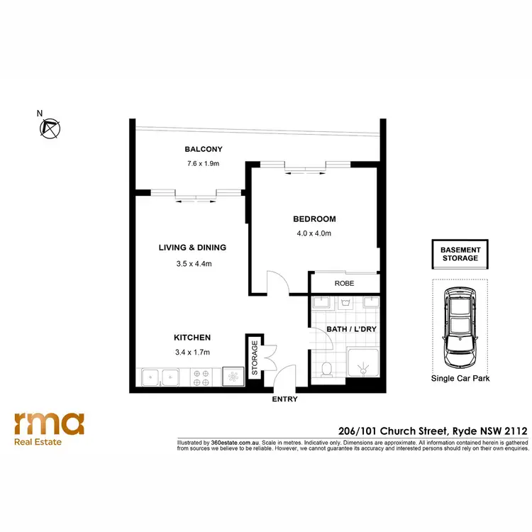 Floorplan of Homely apartment listing, 206/101 Church Street, Ryde NSW 2112