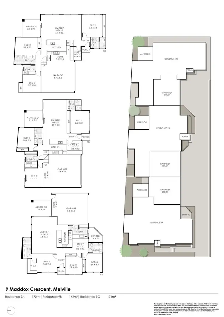 Floorplan of Homely house listing, 1, 2 & 3/9 Maddox Crescent, Melville WA 6156