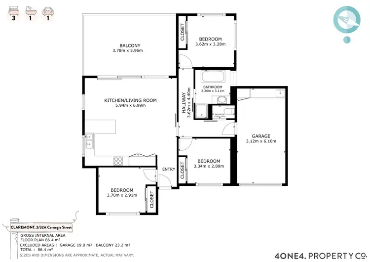 Floorplan of Homely unit listing, 1/34A Carnegie Street, Claremont TAS 7011