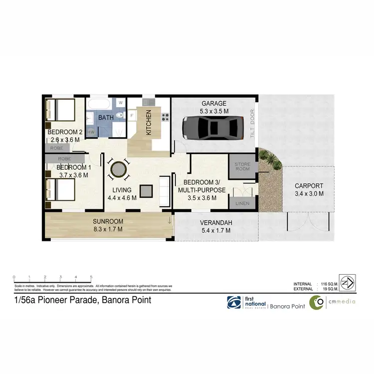 Floorplan of Homely semi-detached listing, 1/56a Pioneer Parade, Banora Point NSW 2486