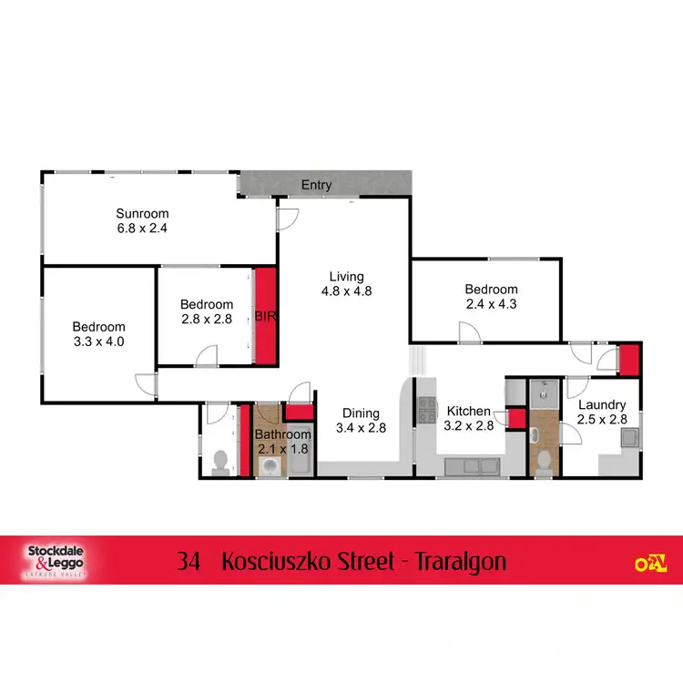 Floorplan of Homely house listing, 34B Kosciuszko Street, Traralgon VIC 3844