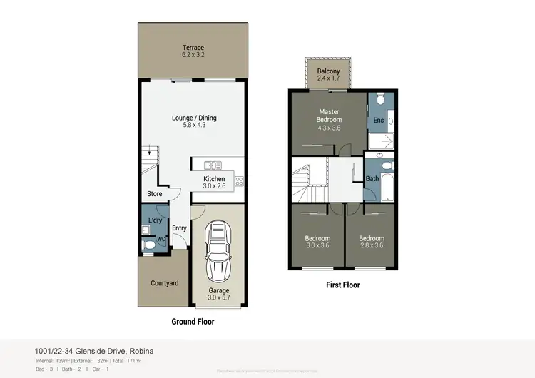 Floorplan of Homely house listing, 1001/22-34 Glenside Drive, Robina QLD 4226