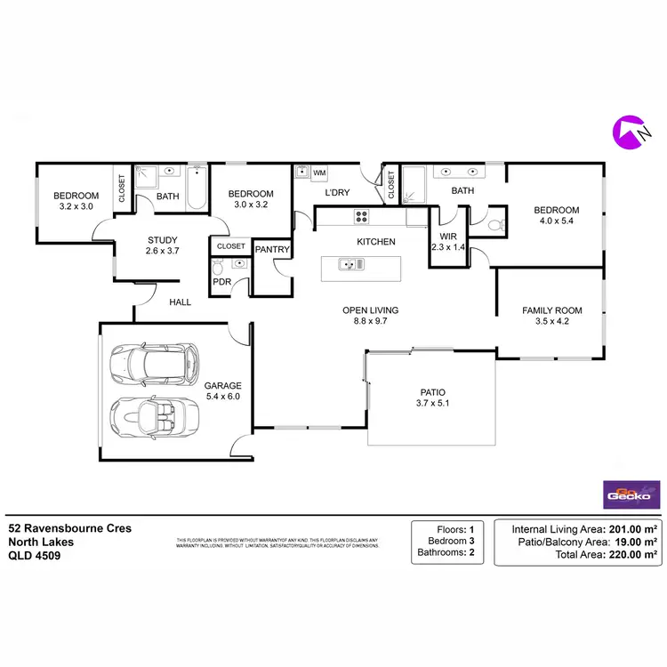 Floorplan of Homely house listing, 52 Ravensbourne Crescent, North Lakes QLD 4509