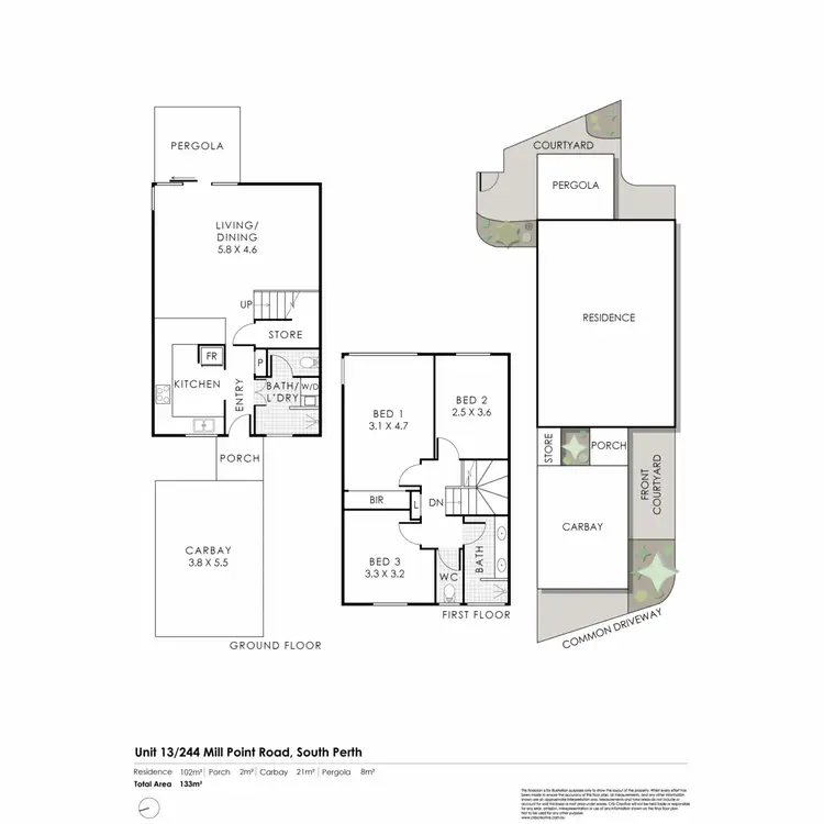 Floorplan of Homely townhouse listing, 13/244 Mill Point Road, South Perth WA 6151