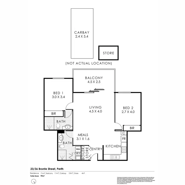 Floorplan of Homely apartment listing, 23/36 Bronte Street, East Perth WA 6004