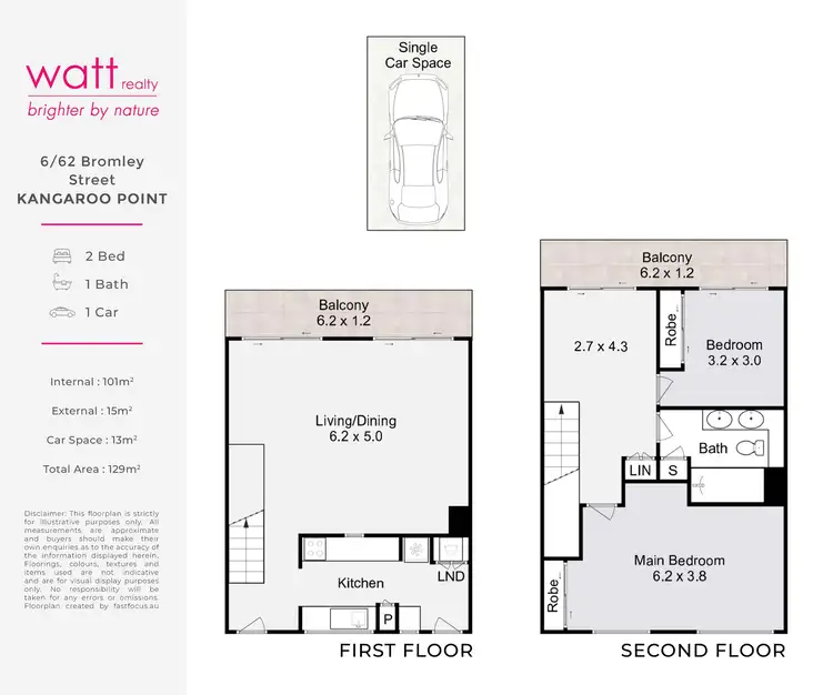 Floorplan of Homely unit listing, 6/62 Bromley Street, Kangaroo Point QLD 4169