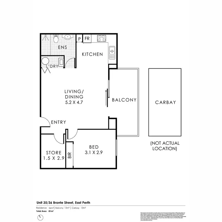 Floorplan of Homely apartment listing, 35/36 Bronte Street, East Perth WA 6004