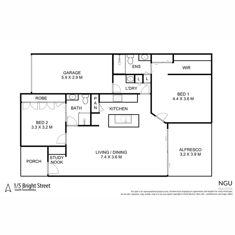 Floorplan of Homely unit listing, 1/5 Bright Street, South Toowoomba QLD 4350