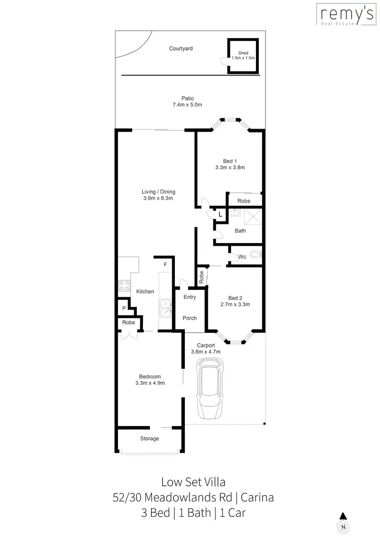 Floorplan of Homely villa listing, 52/30 Meadowlands Road, Carina QLD 4152