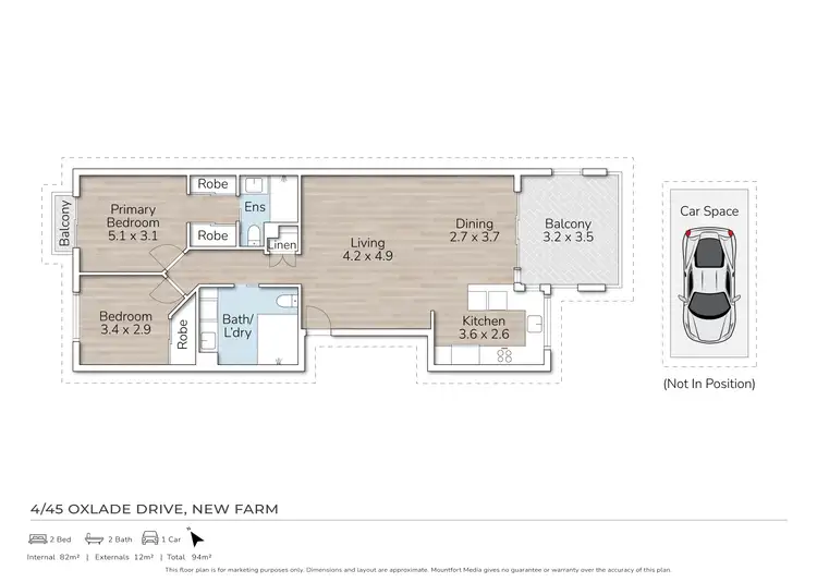 Floorplan of Homely apartment listing, 4/45 Oxlade Drive, New Farm QLD 4005