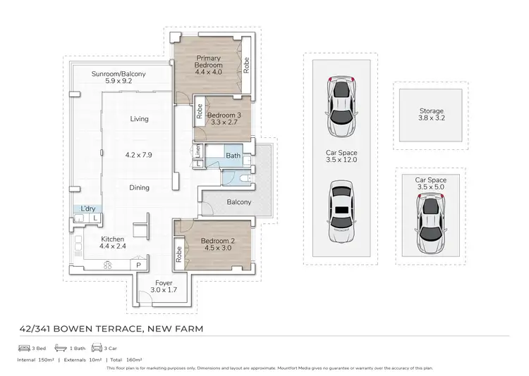 Floorplan of Homely apartment listing, 42/341 Bowen Terrace, New Farm QLD 4005