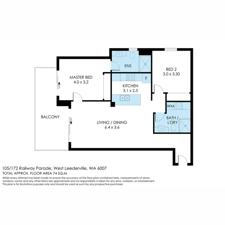 Floorplan of Homely apartment listing, 105/172 Railway Parade, West Leederville WA 6007
