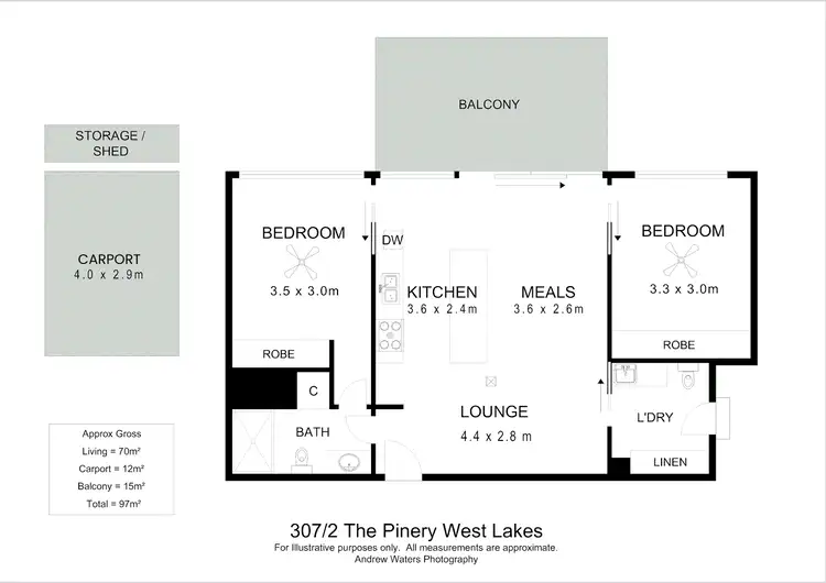 Floorplan of Homely apartment listing, 307/2 The Pinery, West Lakes SA 5021