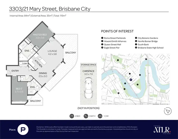 Floorplan of Homely unit listing, 3303/21 Mary Street, Brisbane City QLD 4000