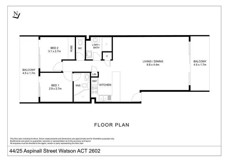 Floorplan of Homely apartment listing, 44/25 Aspinall Street, Watson ACT 2602