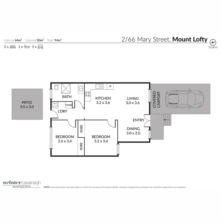 Floorplan of Homely unit listing, 2/66 Mary Street, Mount Lofty QLD 4350