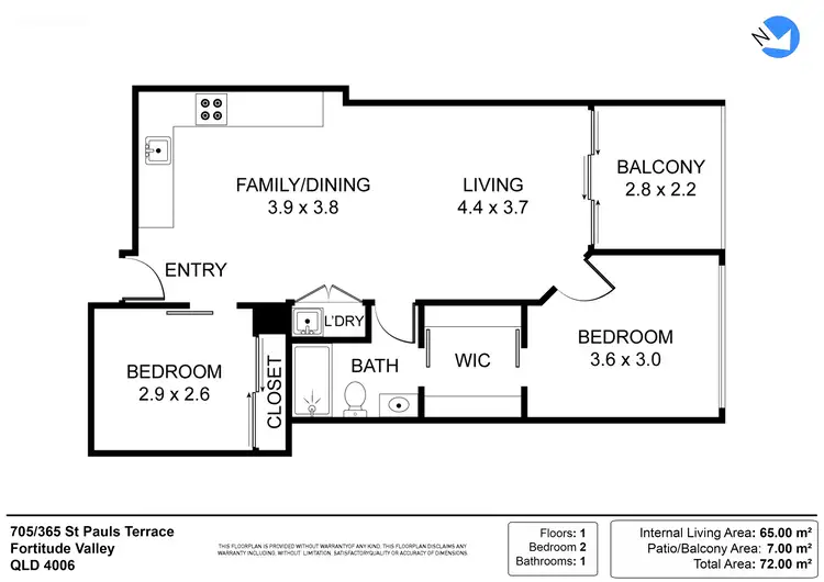 Floorplan of Homely unit listing, 705/107 Alfred Street, Fortitude Valley QLD 4006