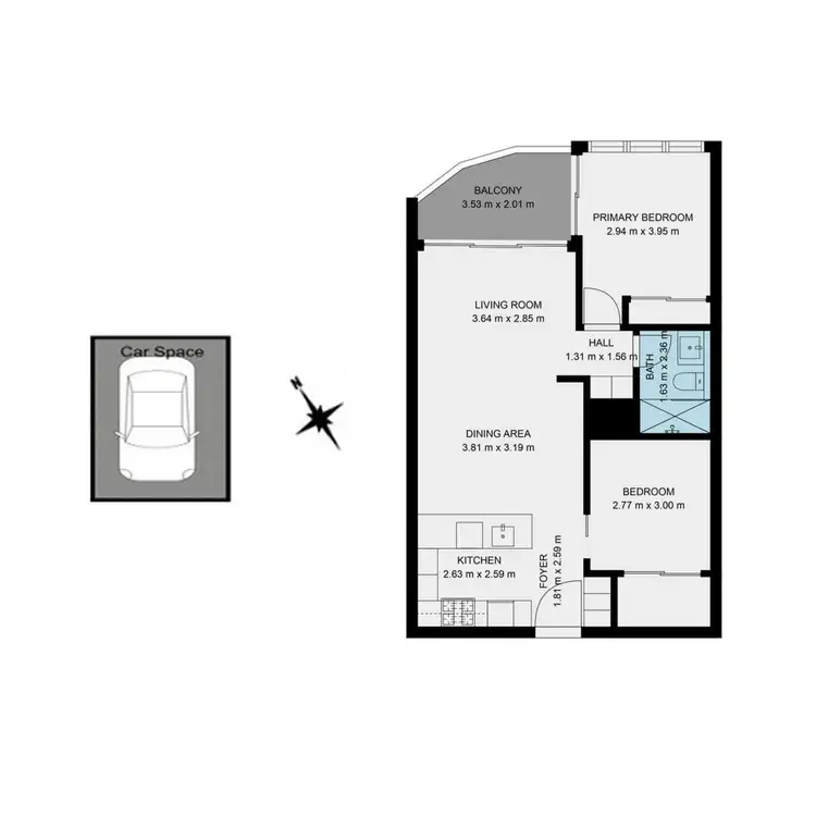 Floorplan of Homely apartment listing, 2063/38 Hope Street, South Brisbane QLD 4101
