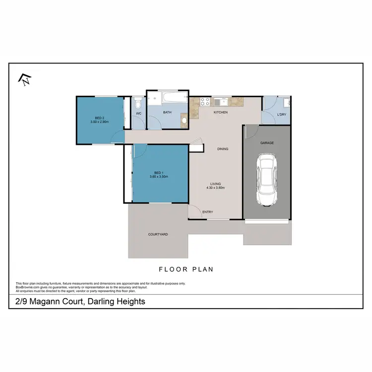 Floorplan of Homely unit listing, 2/9 Magann Court,, Darling Heights QLD 4350
