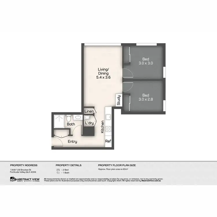 Floorplan of Homely apartment listing, 1309/128 Brookes Street, Fortitude Valley QLD 4006