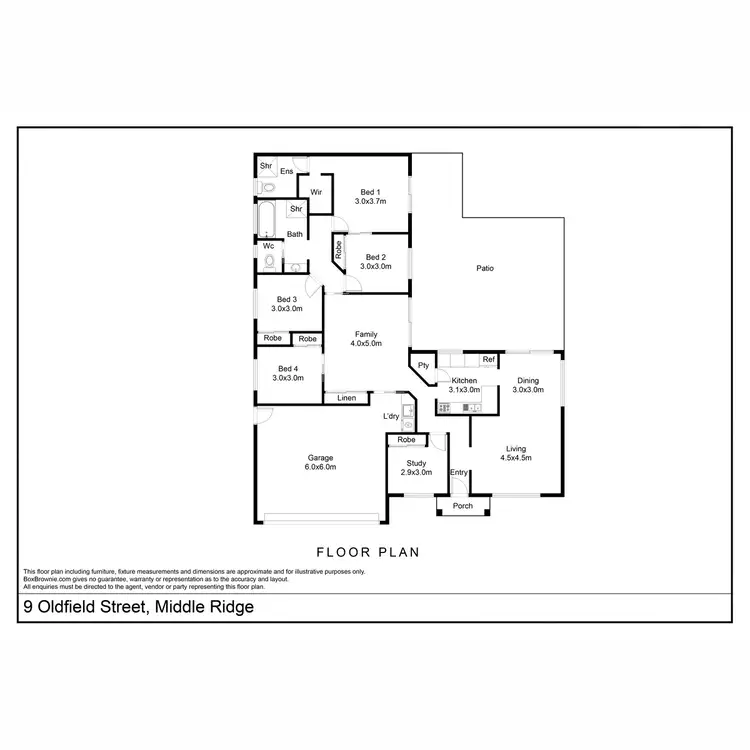 Floorplan of Homely house listing, 9 Oldfield Street, Middle Ridge QLD 4350