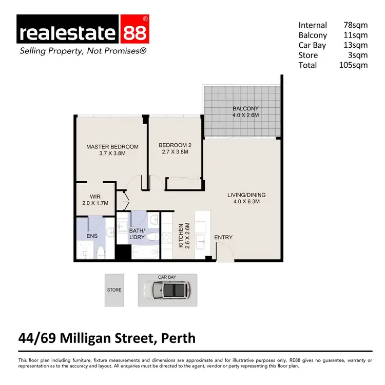 Floorplan of Homely apartment listing, 44/69 Milligan Street, Perth WA 6000