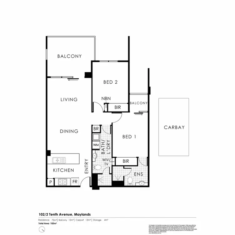 Floorplan of Homely apartment listing, 102/2 Tenth Avenue, Maylands WA 6051