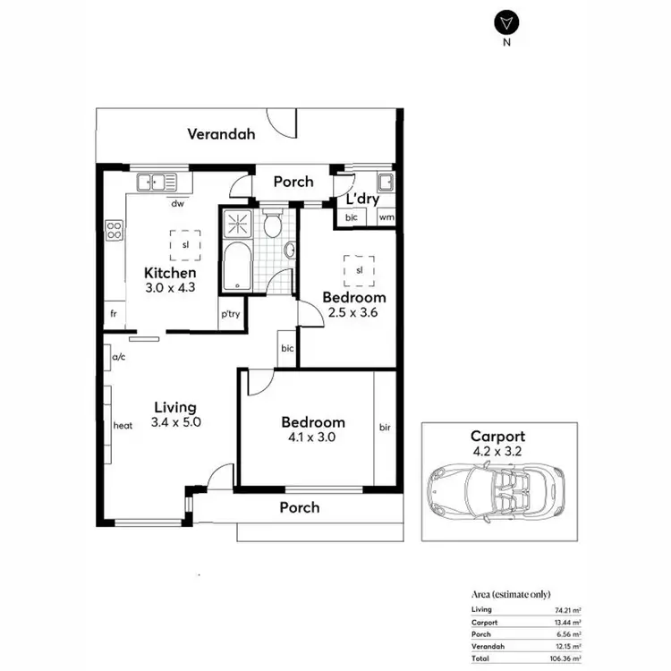 Floorplan of Homely unit listing, 1/376 Portrush Road, Tusmore SA 5065