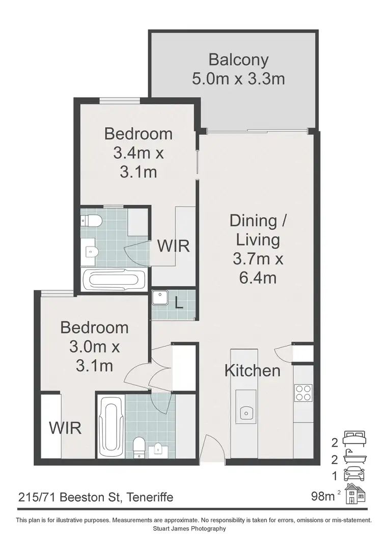 Floorplan of Homely apartment listing, 215/71 Beeston Street, Teneriffe QLD 4005